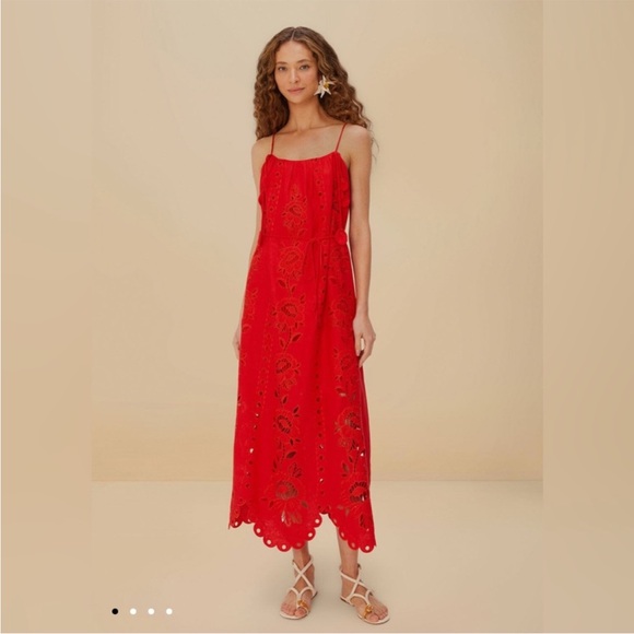 FARM Rio Dresses & Skirts - FARM Rio Red Flowers Richelieu Lenzing™ Ecovero™ Euroflax™ Maxi Sundress Dress